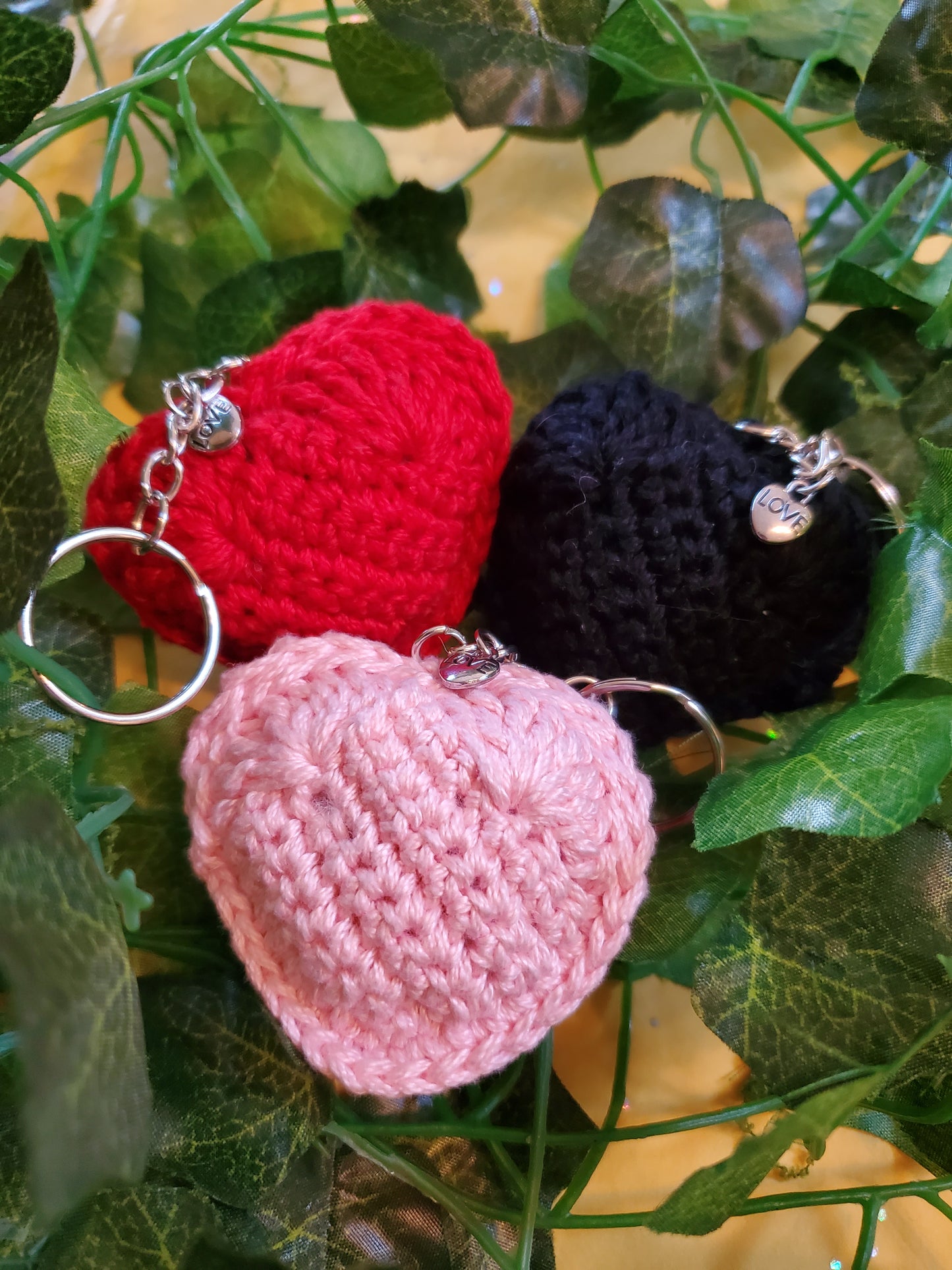 Heart Embroidery Keychain Handmade