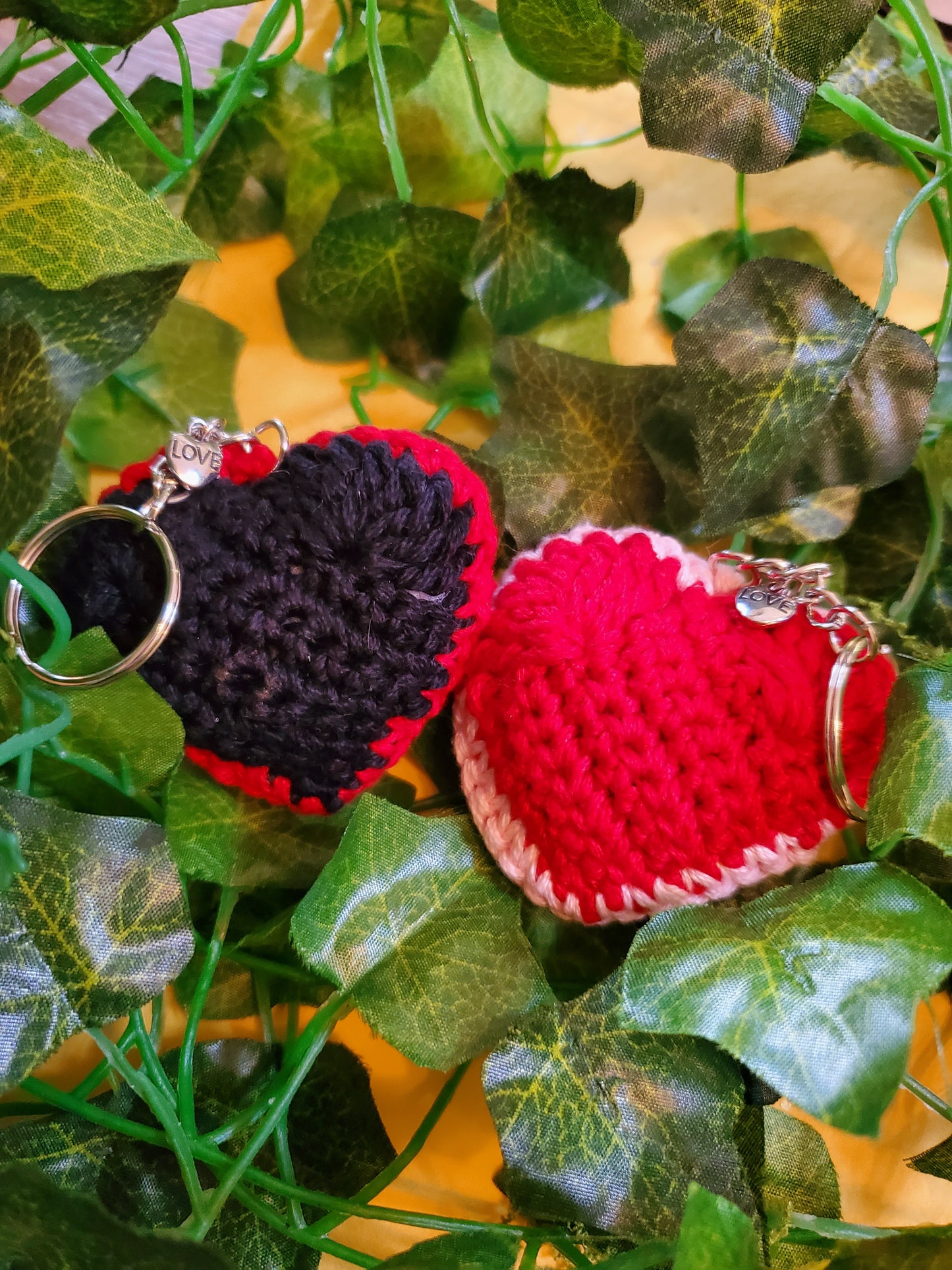 Heart Embroidery Keychain Handmade